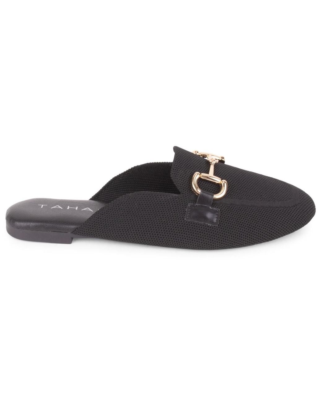 Tahari Black Augustine Slip-on Mule Flats