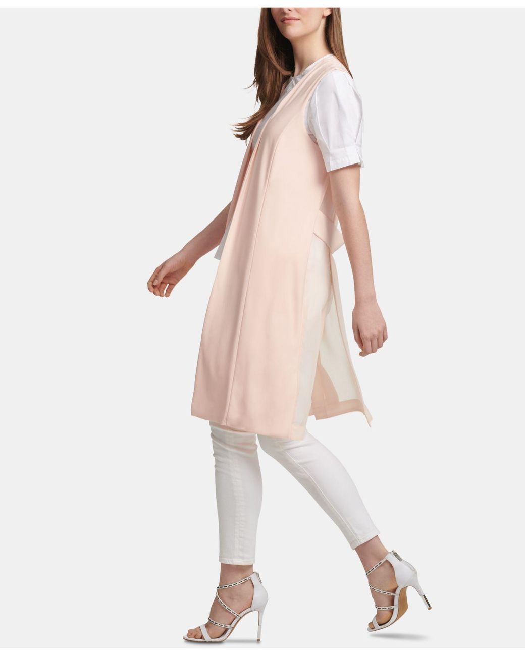 Dkny sheer back long vest Clearance