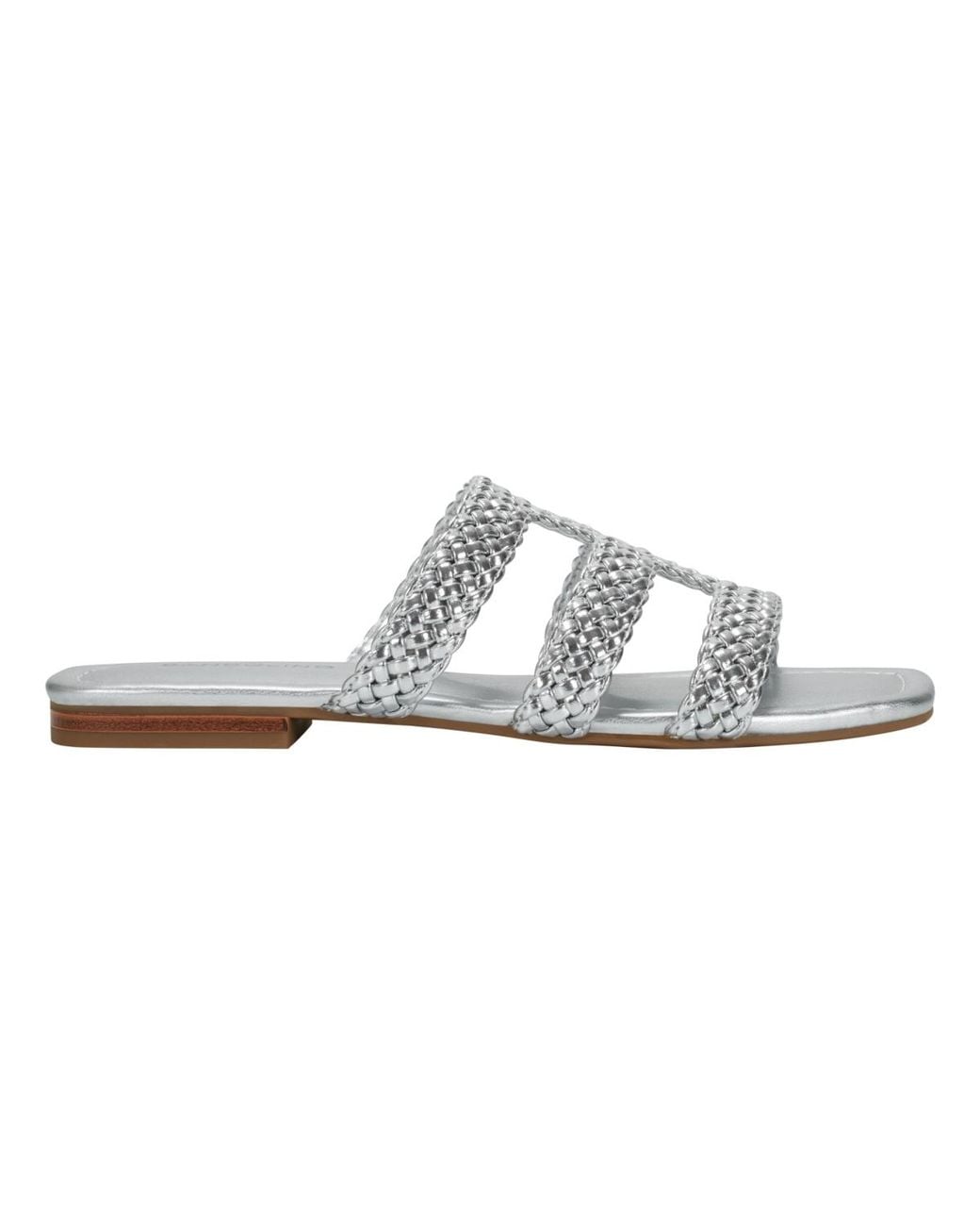 Bandolino White Sumer Woven Caged Flat Slide Sandals