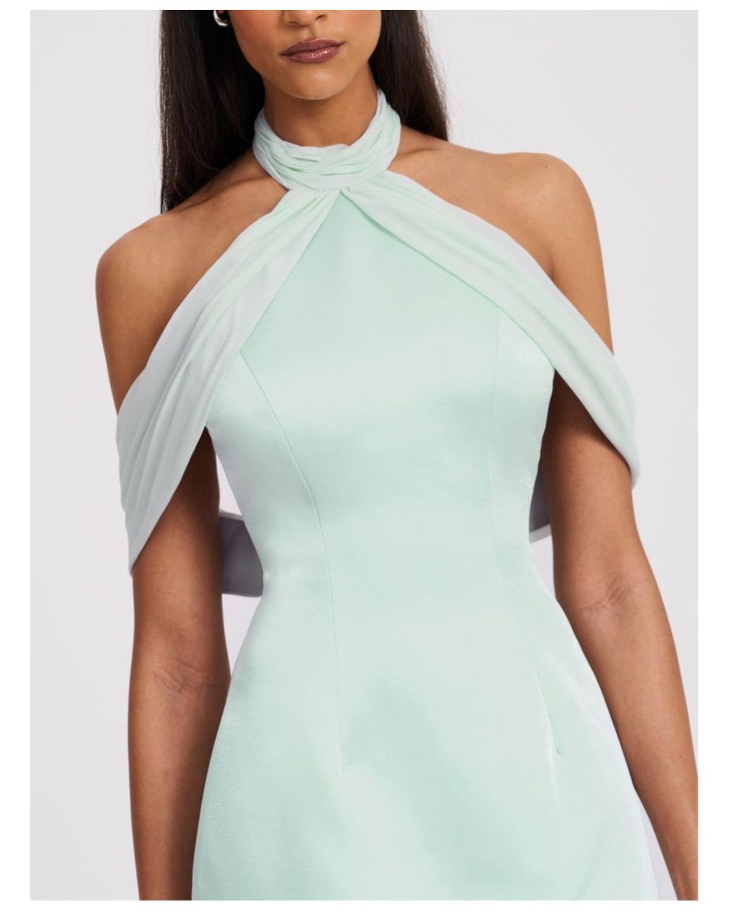bdg iris smocked plunging v-neckline halter mini dress Shona Joy Gigi Ivory Halter Draped Mini Dress main image 0