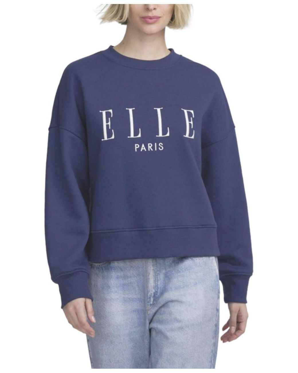 Elle Collection Embroidered Elle Sweatshirt in Blue | Lyst