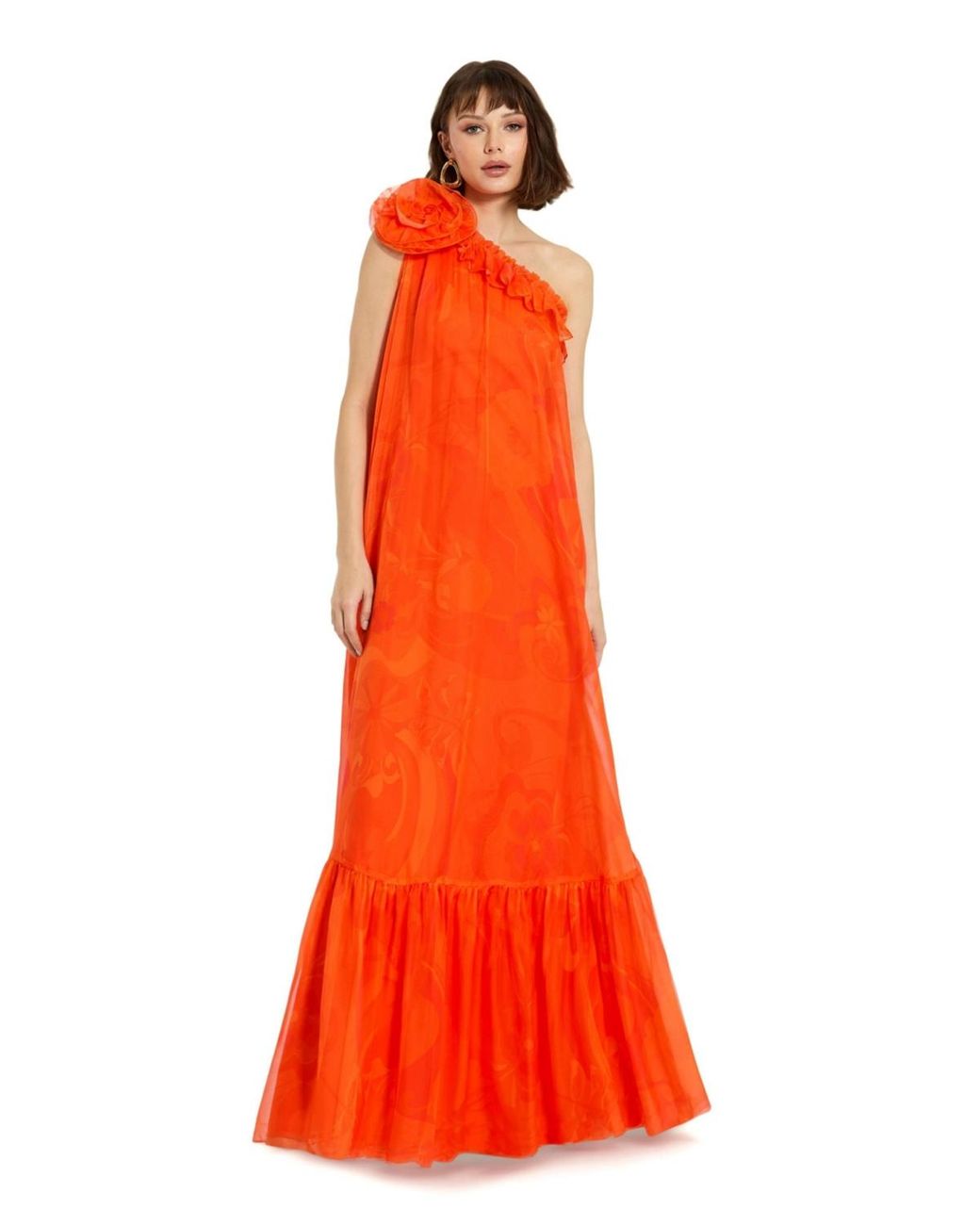 MAC DUGGAL シークイン ワンショルダー ロングドレス Orange MAC DUGGAL シークイン ワンショルダー ロングドレス Orange
