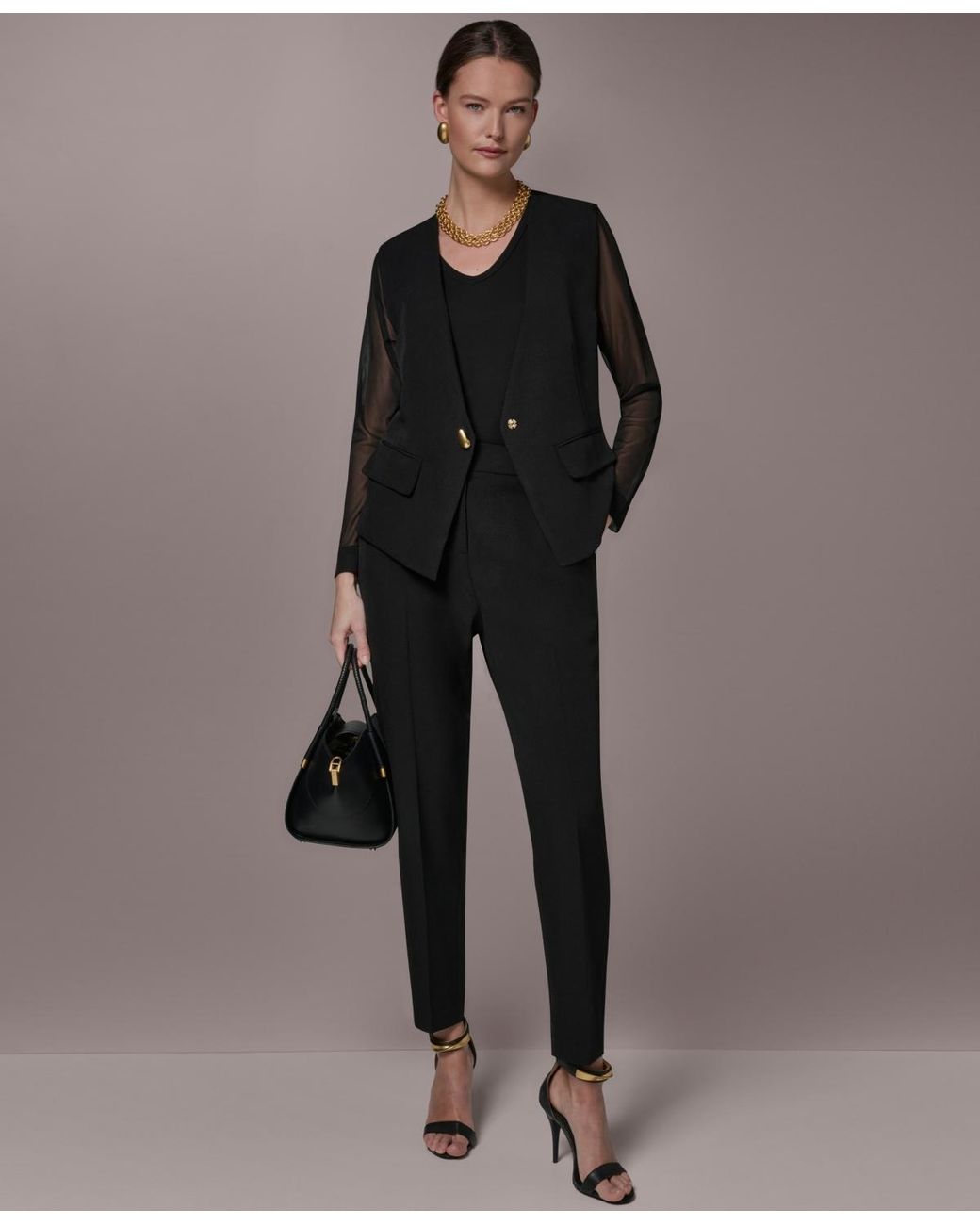 Donna Karan Gray One-button Jacket