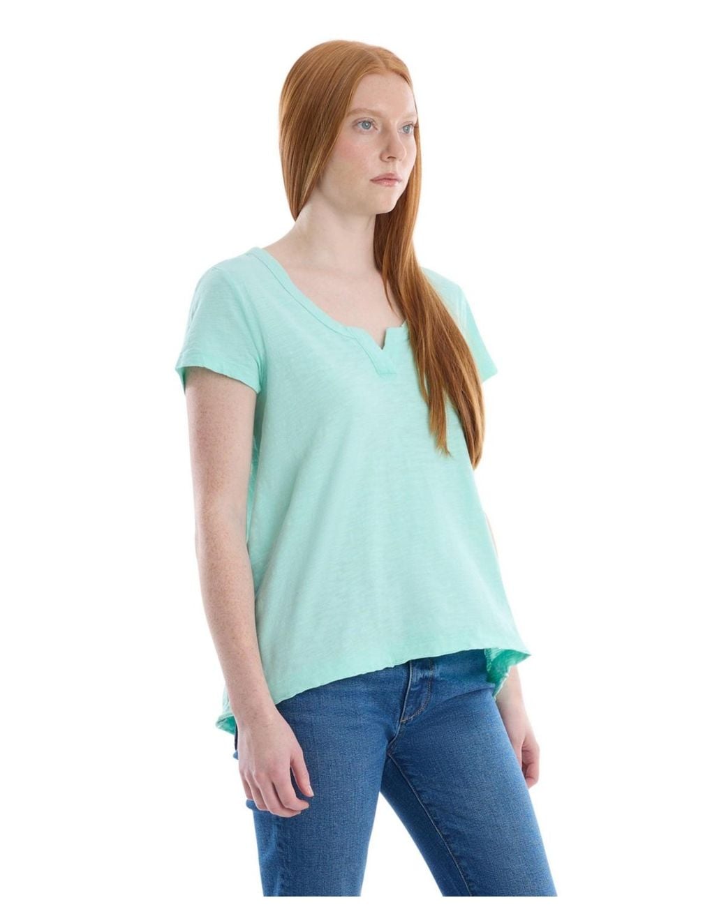 Wilt White 's Short Sleeve Placket Hi-lo Tee