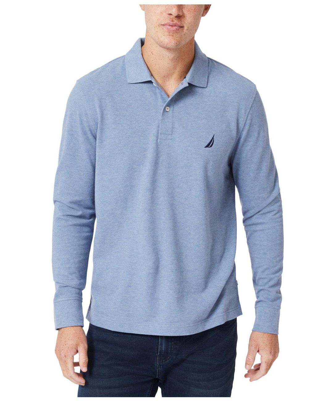 Nautica Long-sleeve Cotton Polo in Blue for Men - Lyst