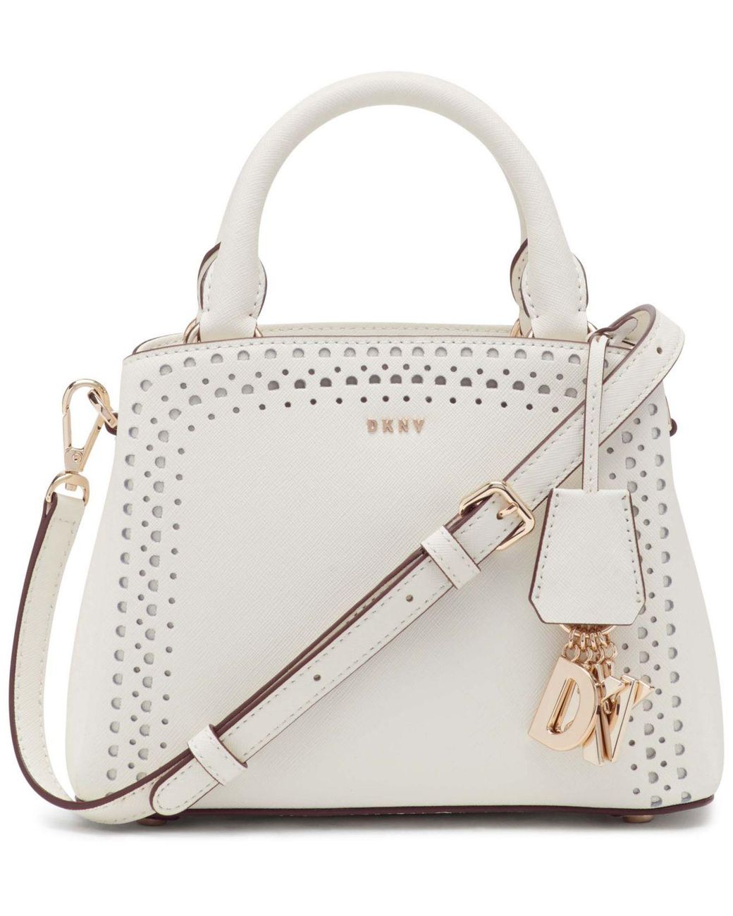 DKNY Paige Small Leather Satchel in White/Gold (White) Lyst