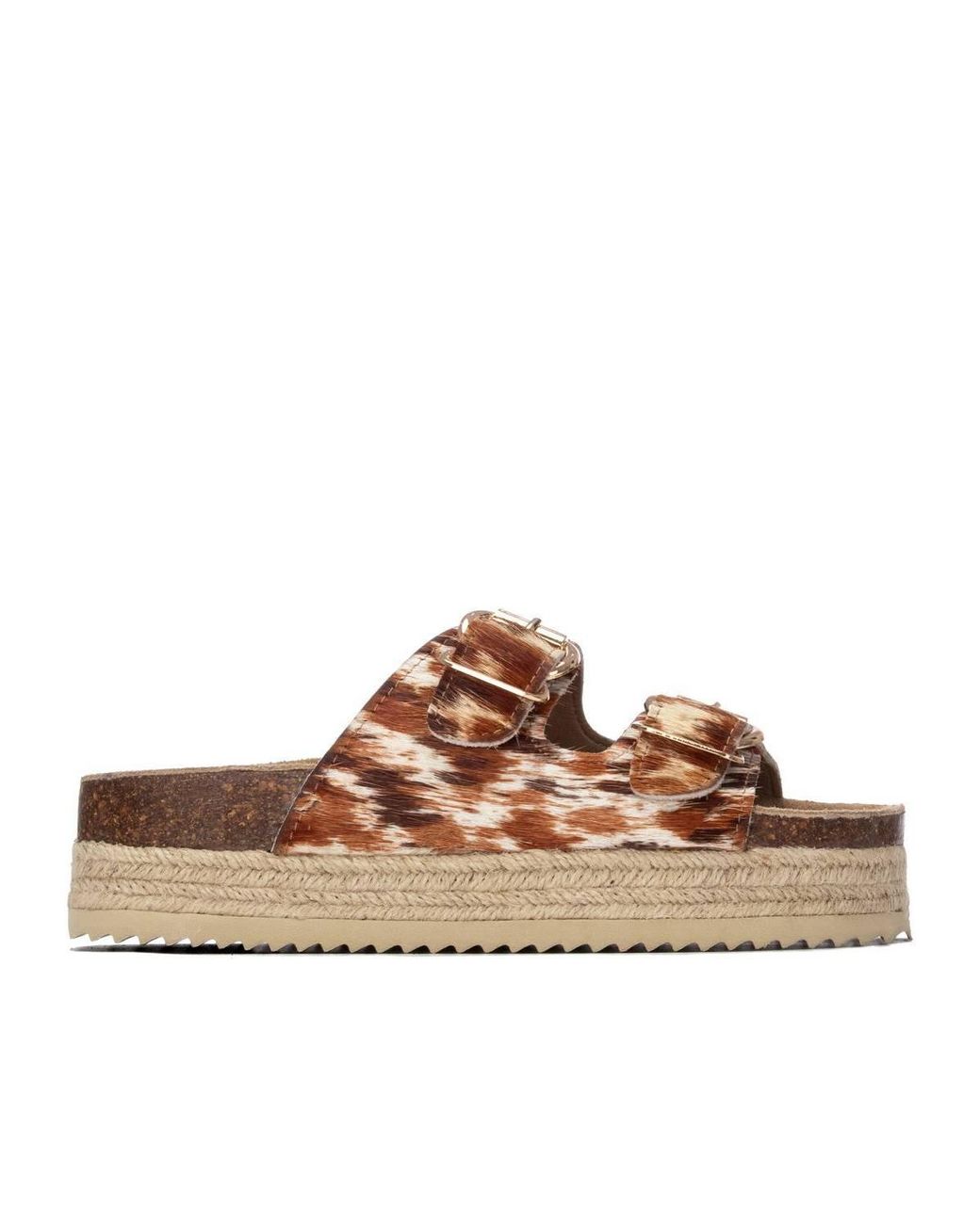 Xti Brown Refresh Collection Double Strap Buckle Flat Sandals