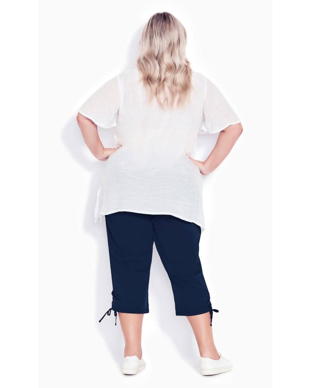 Avenue Blue Plus Size Cotton Cinch Capri
