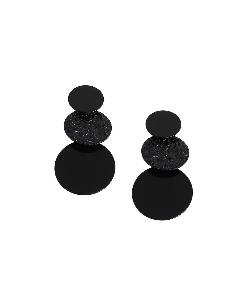 SOH Black Circular-dent Drop Earrings
