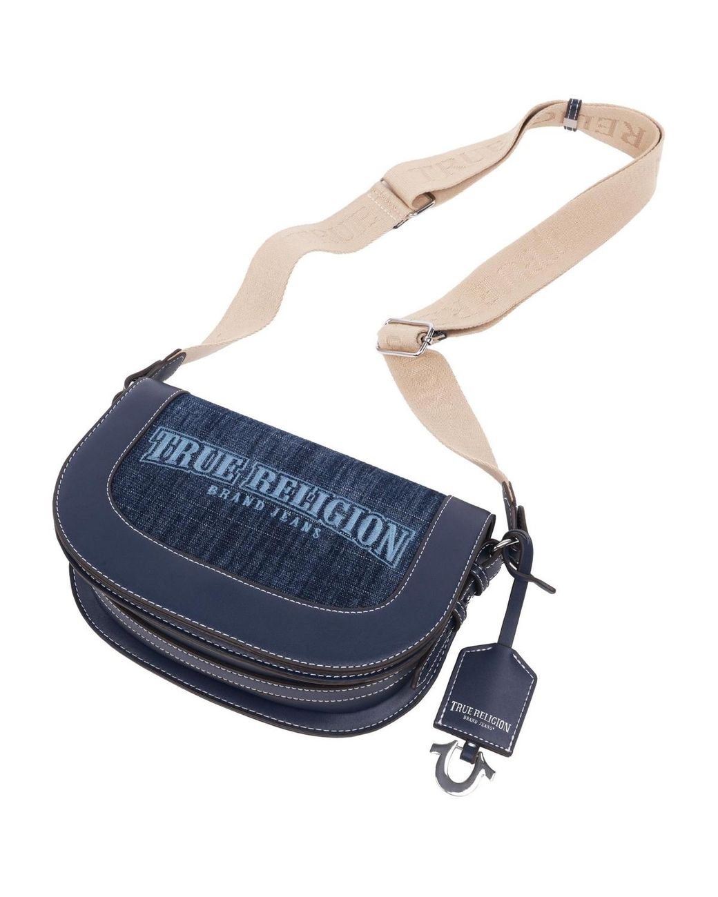 True Ropsa TRUE RELIGION Logo Saddle Bag in Blue | Lyst