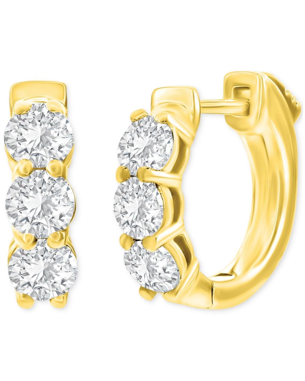 Macy s Diamond Huggie Hoop Earrings 1 Ct T w In Metallic Lyst