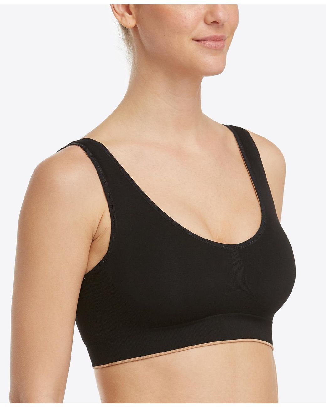 Spanx Black Stretchable Ribbed Bra