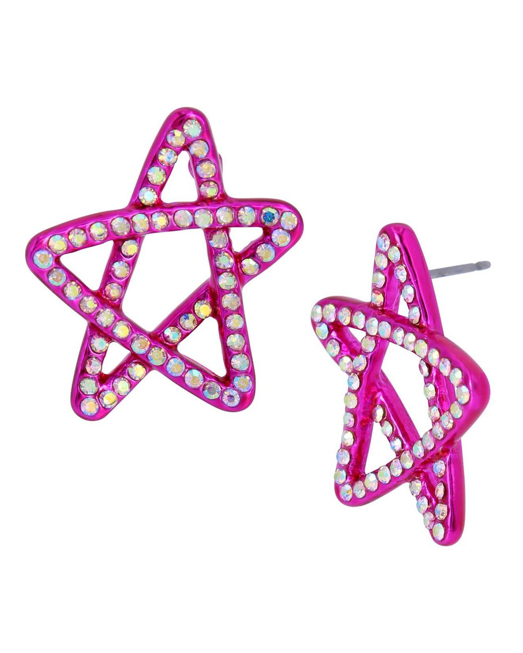 Betsey Johnson Faux Stone Star Button Earrings in Pink Lyst