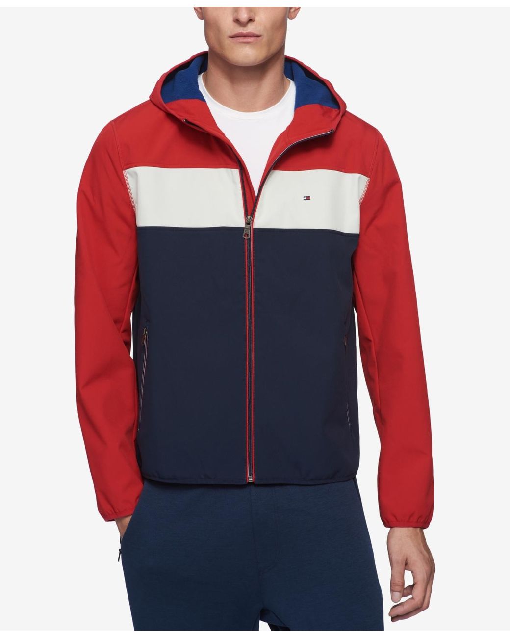 Tommy Hilfiger Hooded Soft Shell Jacket in Red for Men | Lyst