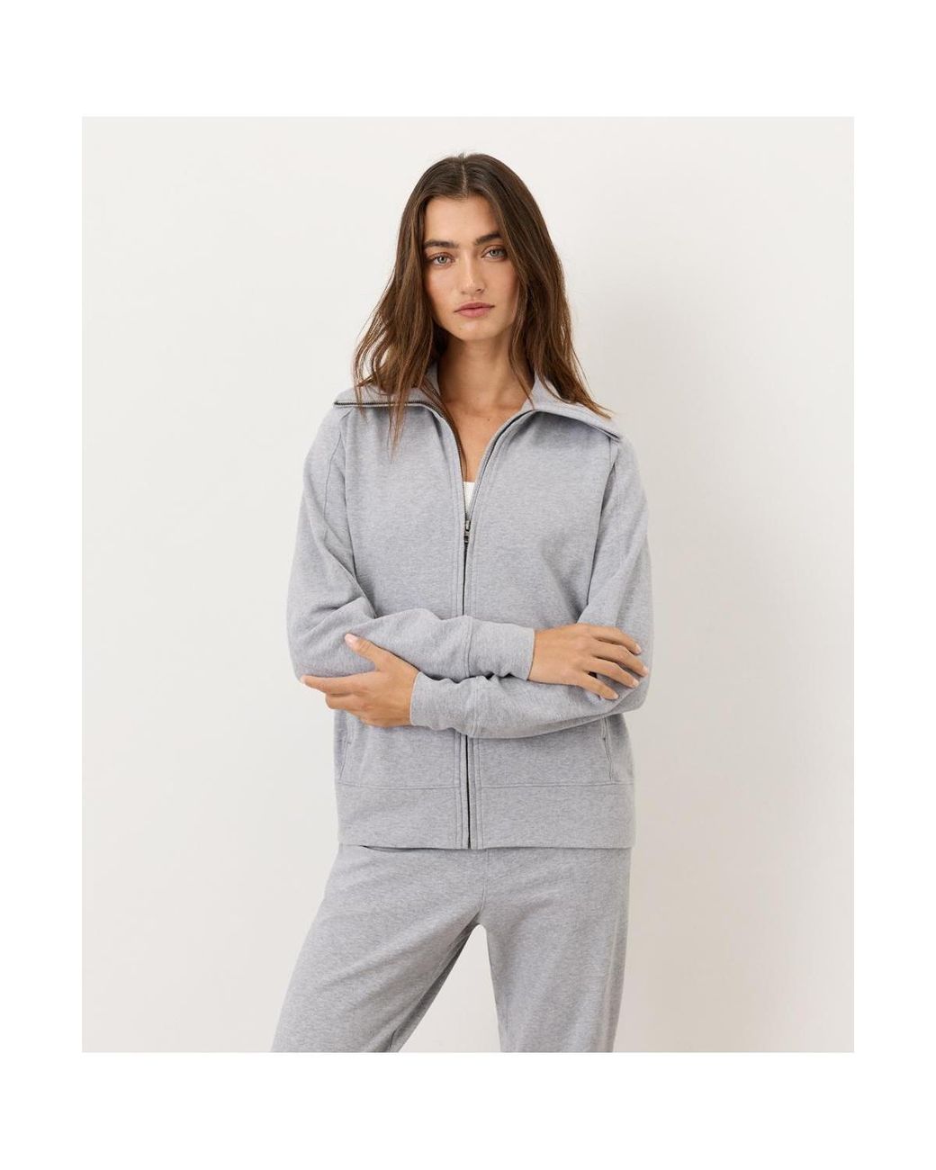 Pact Gray Cloudknit Zip Jacket