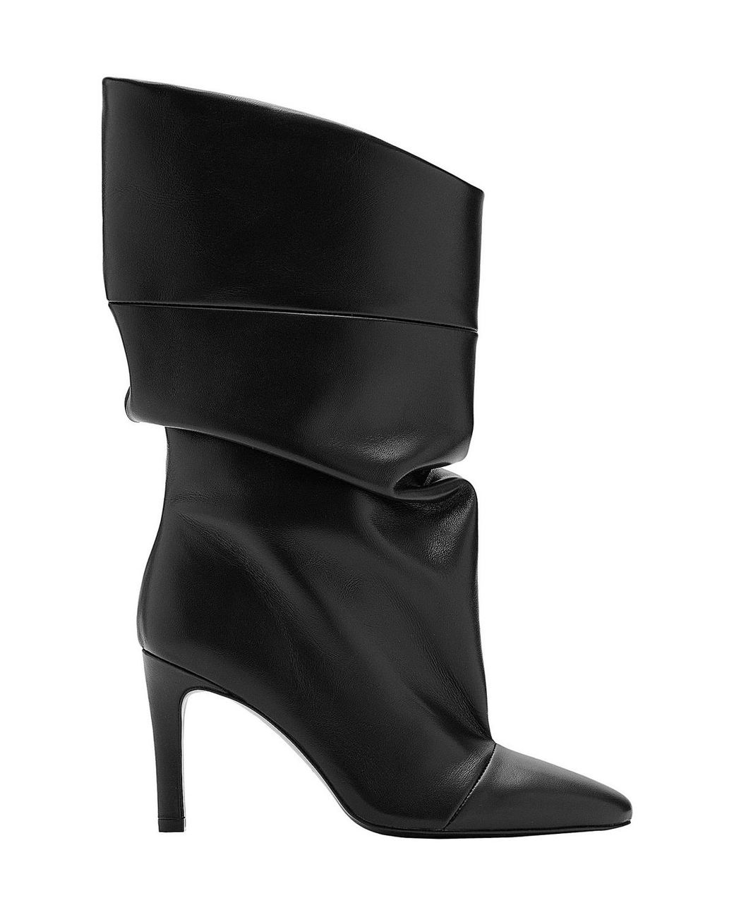 Mango Black Ruched Stiletto Round-toe Ankle Boots