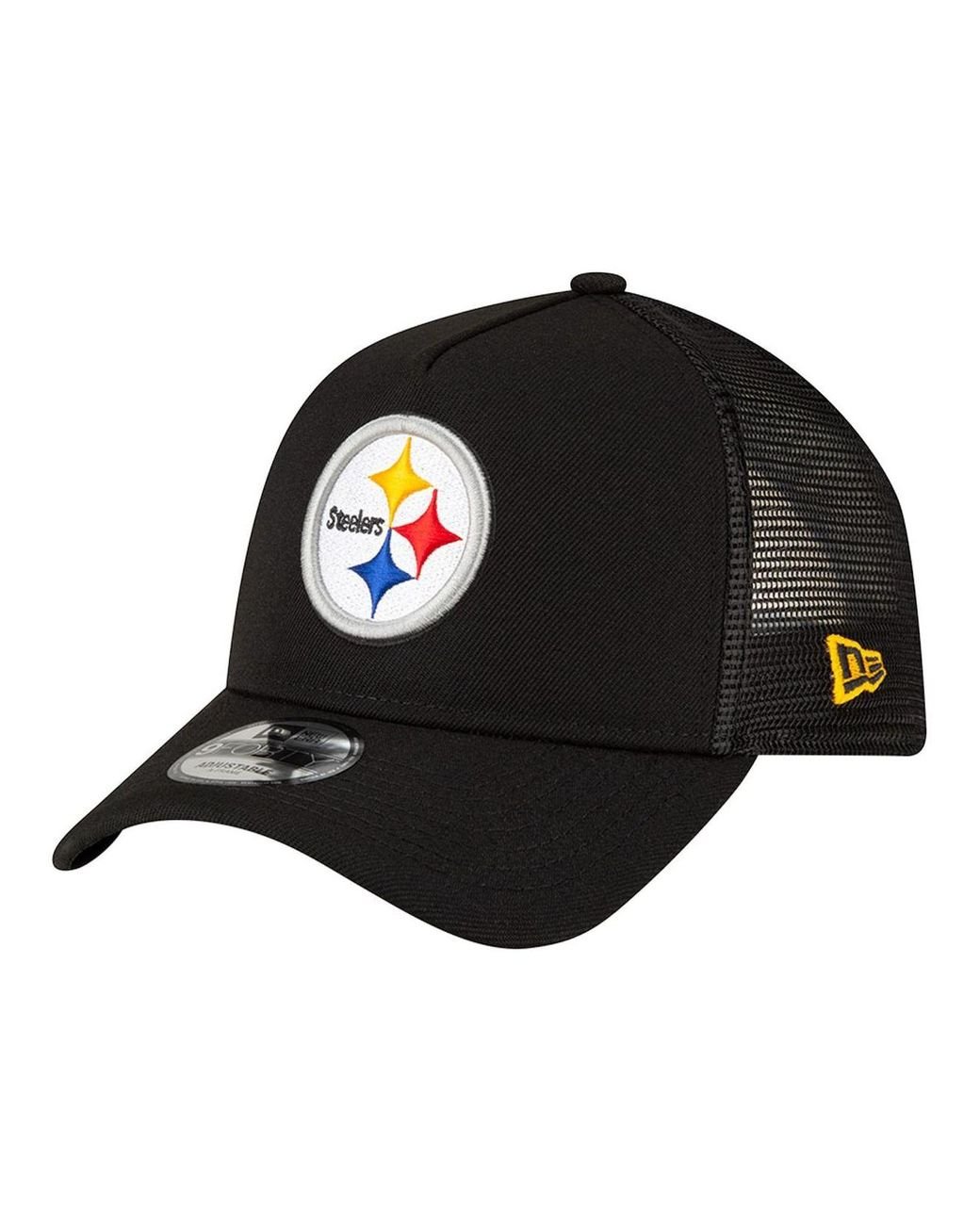 KTZ Black Pittsburgh Steelers A-frame Trucker 9forty Adjustable