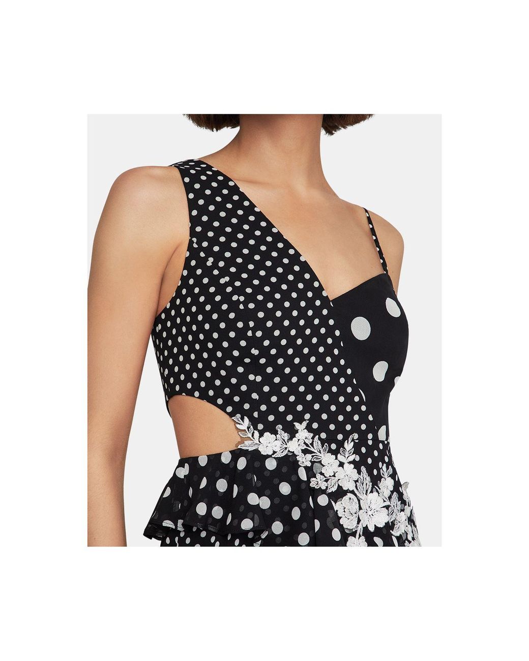 Bcbg asymmetrical best sale polka dots dress