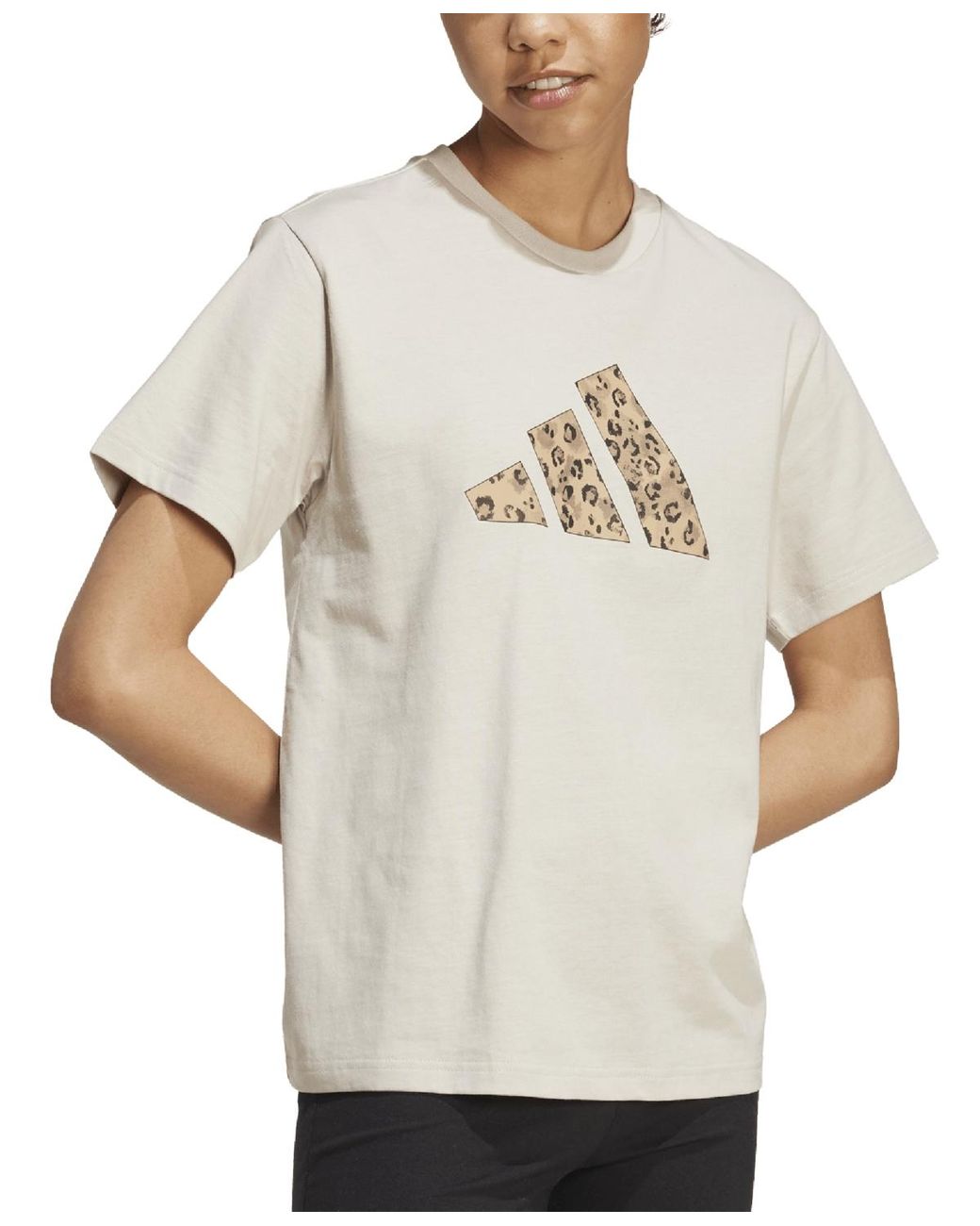 Adidas Natural Cotton Animal-print Logo Crewneck T-shirt