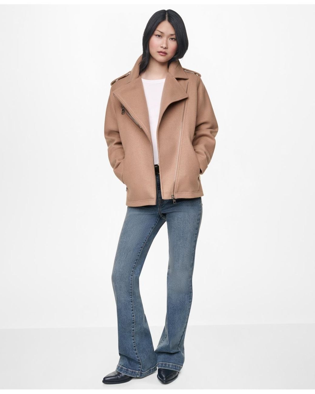 DKNY Natural Asymmetrical Moto Jacket