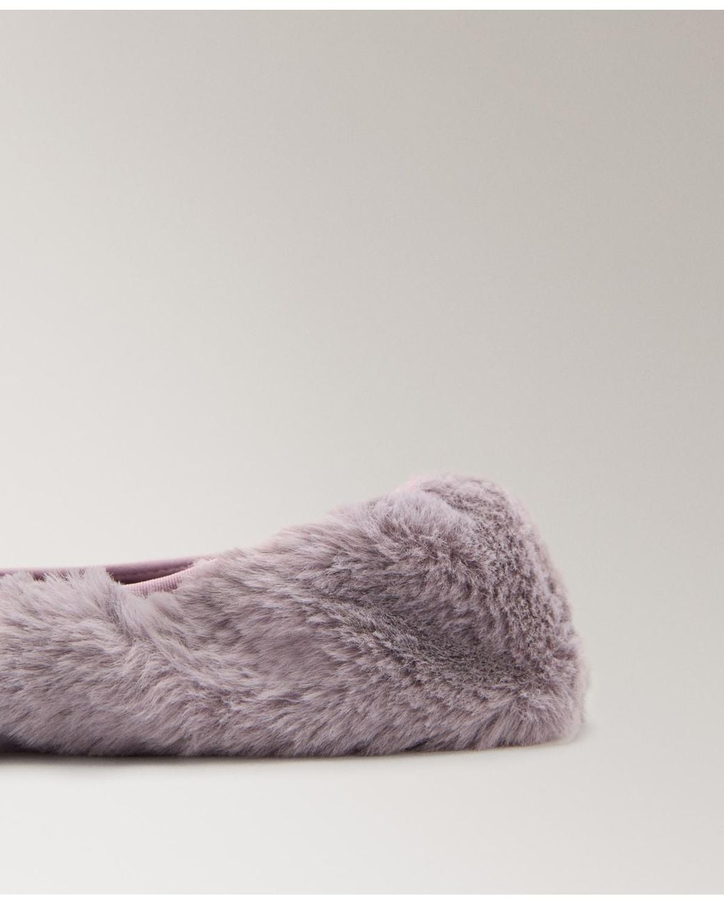 Mango Pink Fur-effect Ballerina Flats
