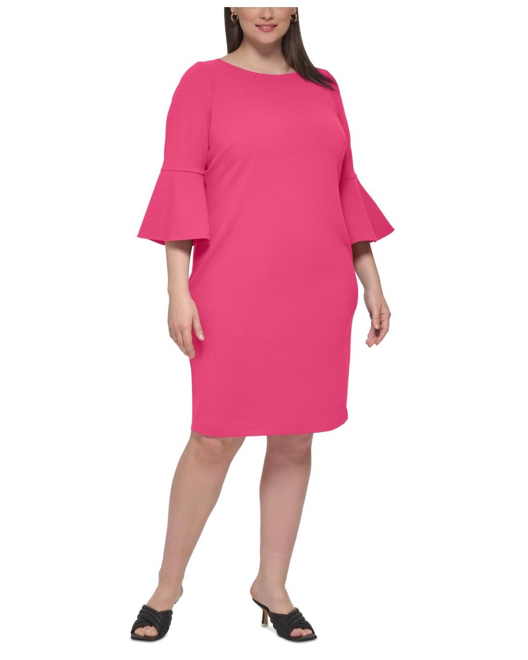 Calvin klein bell sleeve dress blush 2025