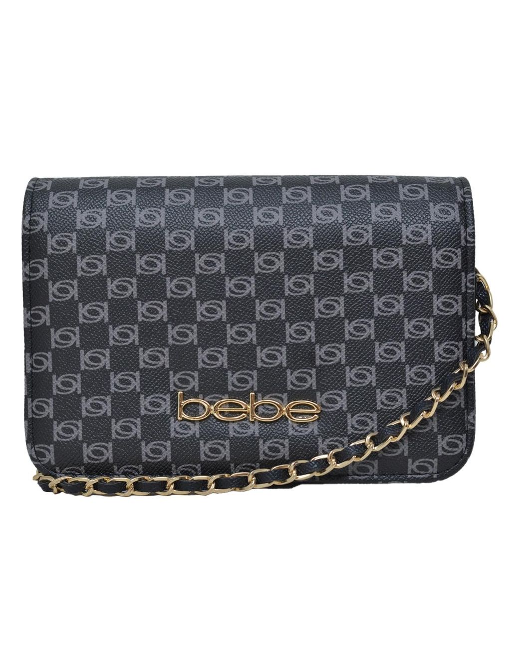 Bebe Gray Adela Monogram Mini Crossbody Bag