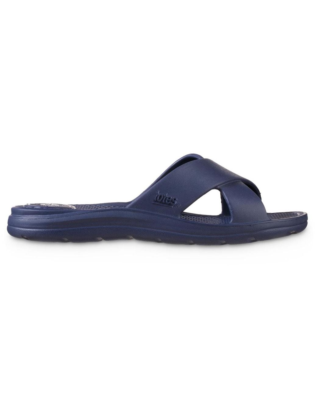 Totes Blue Molded Cross Slide Sandals