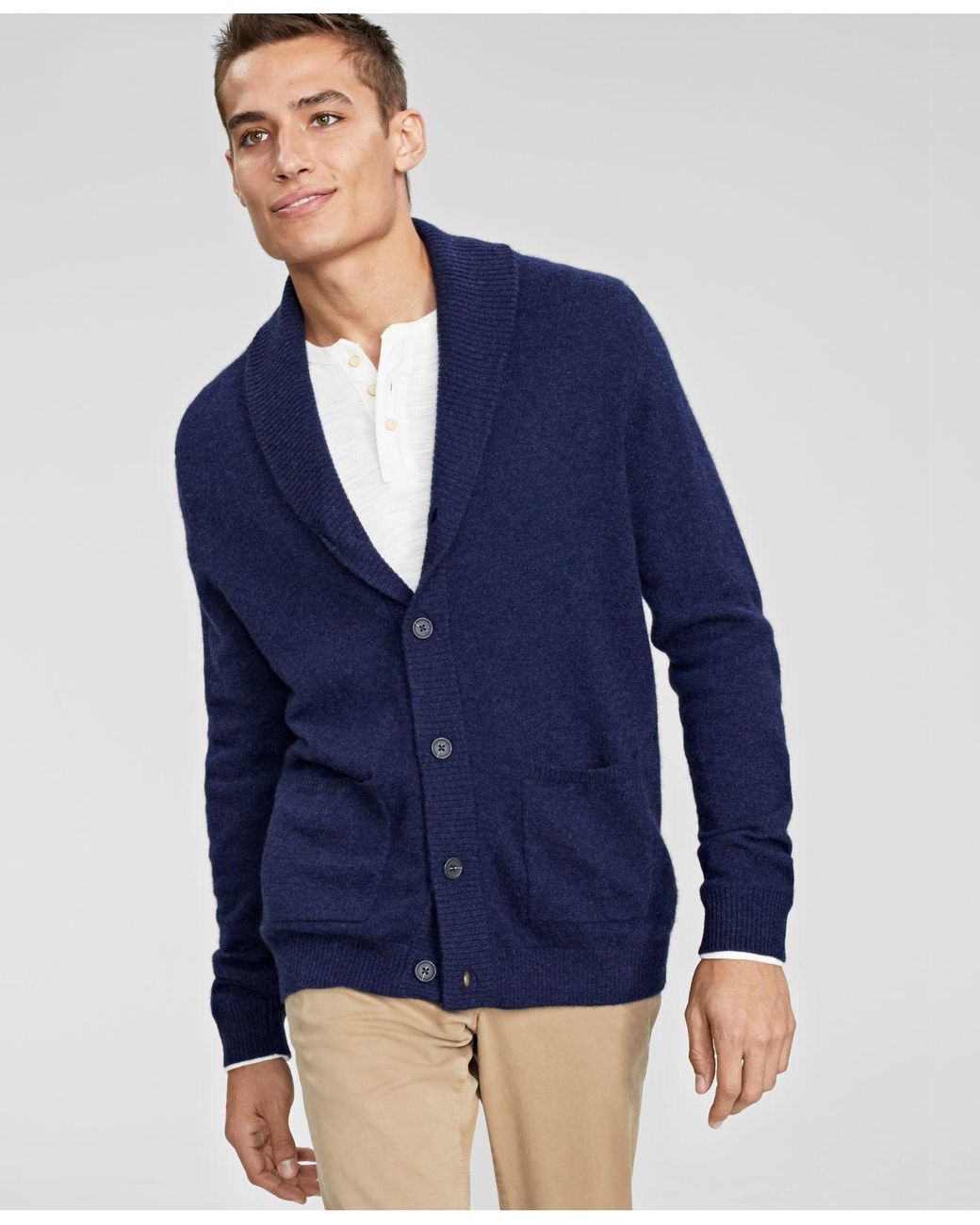 Club Room Shawl-neck Cashmere Cardigan, Created For Macy's in Navy ...