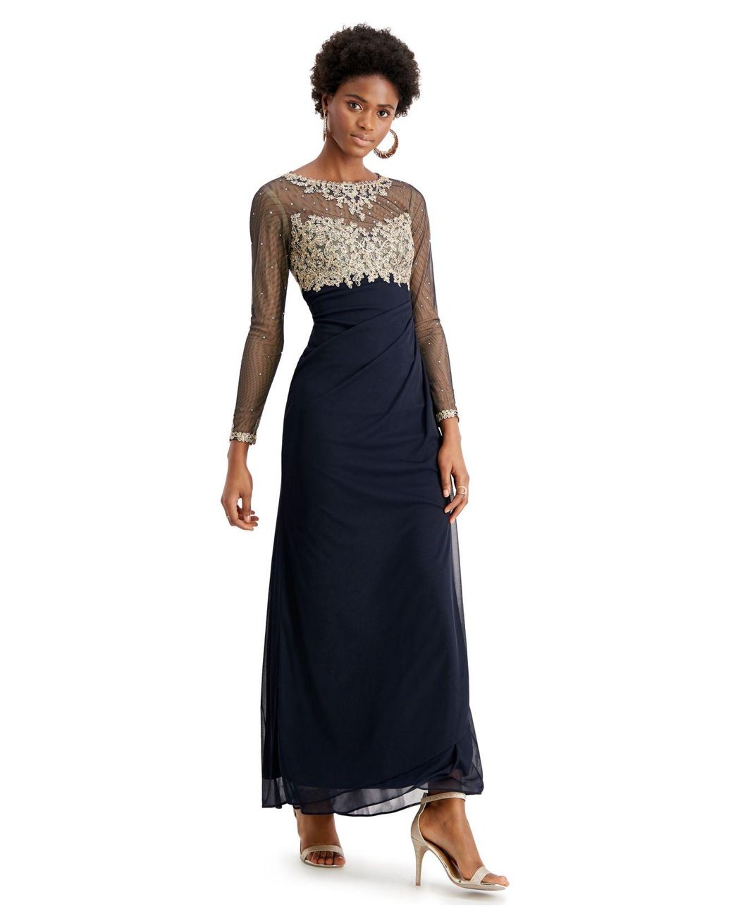 xscape ruched gown