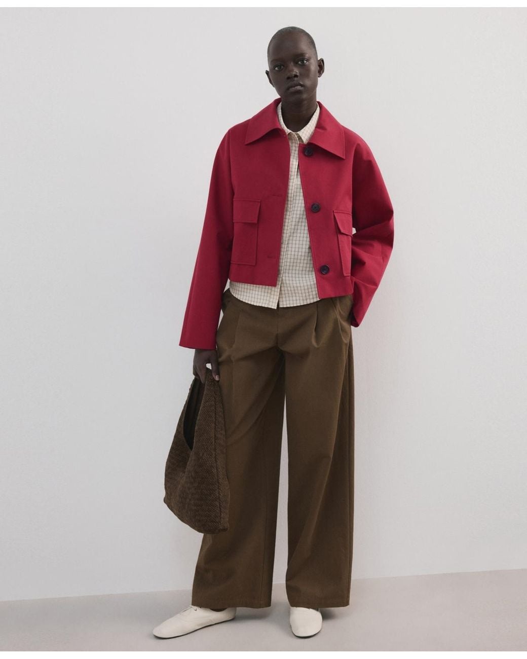 Mango Red Pockets Cotton Jacket