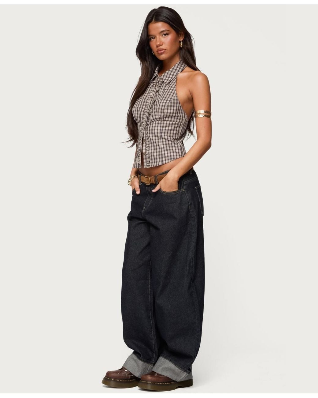 Edikted Black Kella Low Rise baggy Jeans