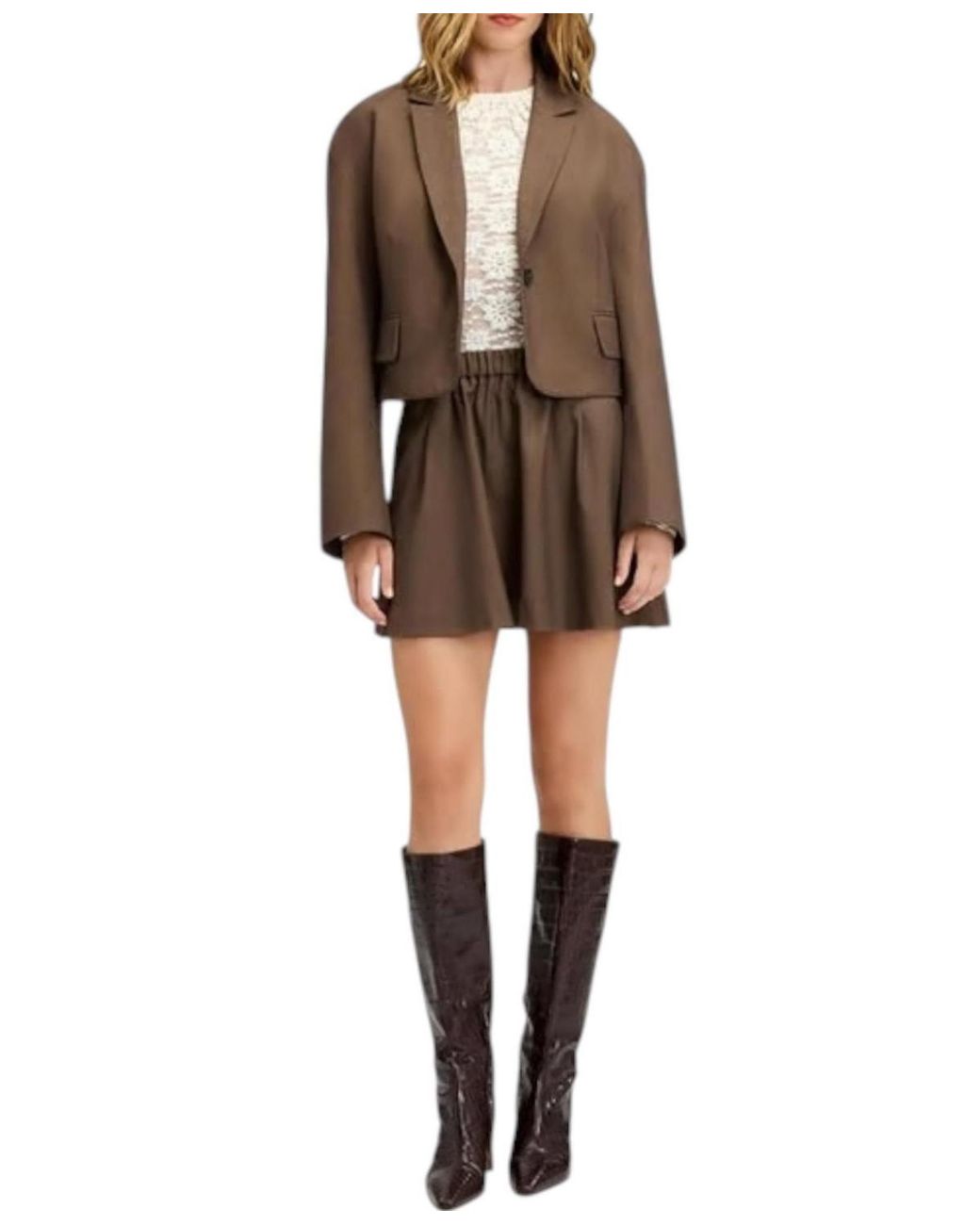 Sam Edelman Brown Single-button Cropped Blazer