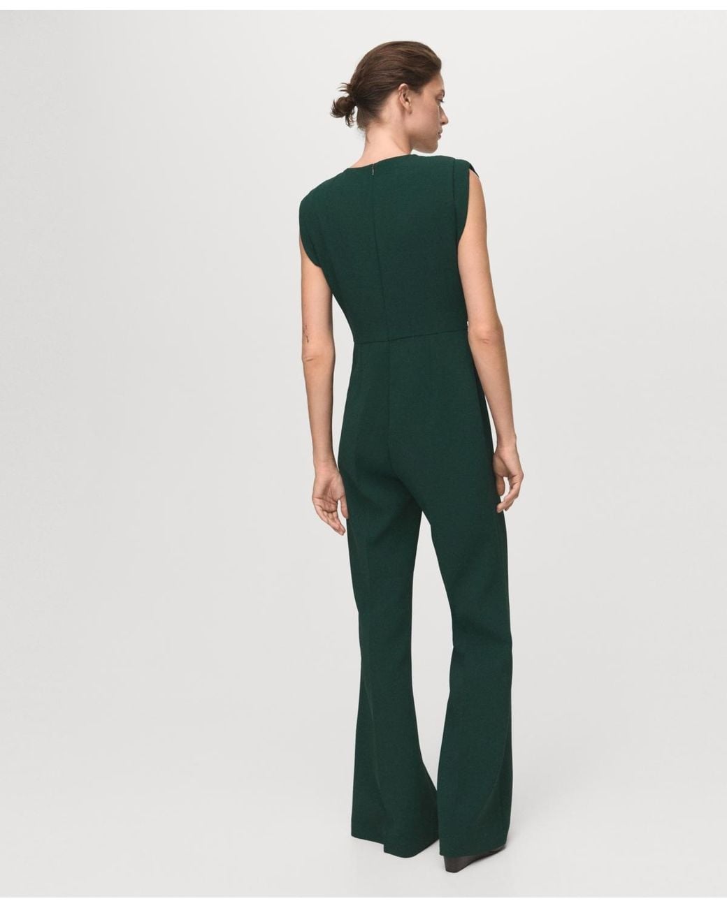 Mango Green Ruched Long Jumpsuit