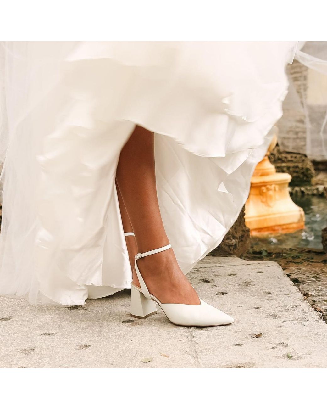 Alterre White Marilyn Customizable Bridal V Mules