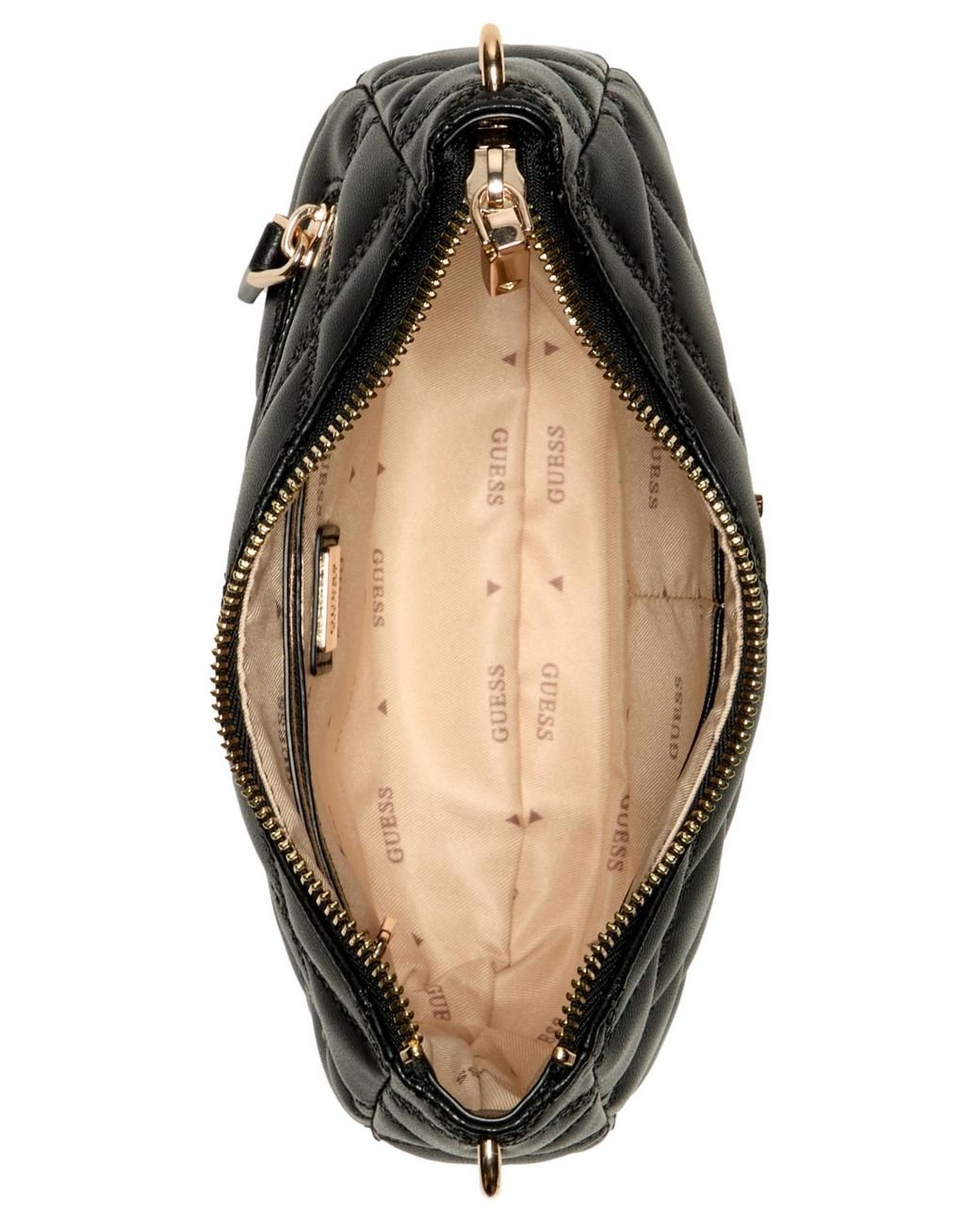Guess Tamsin Quilted Small Top Zip Shoulder Bag in Black | Lyst