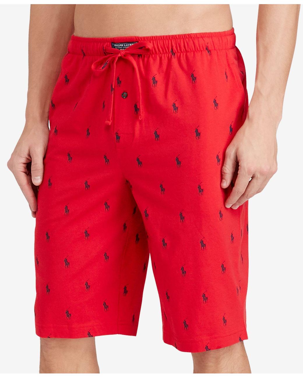 Polo Ralph Lauren Cotton Logo Pajama Shorts in Red for Men | Lyst