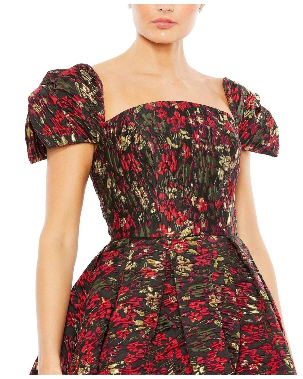 Mac Duggal Floral Brocade Cap Sleeve A Line Dress in Red | Lyst