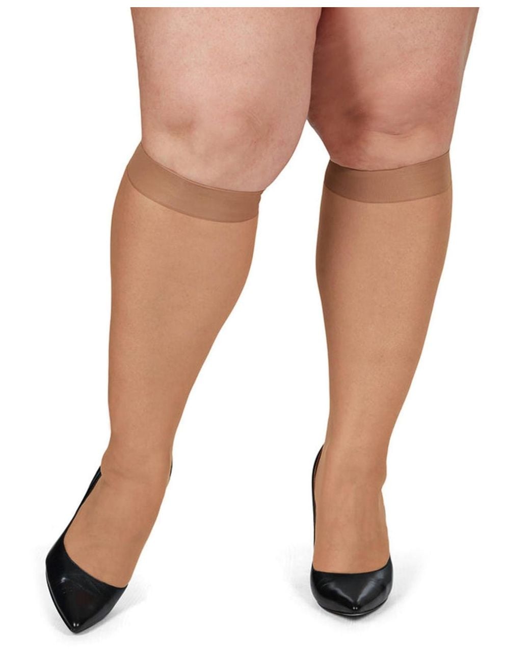 Highs Memoi 2 Pair Pack Silky Sheer Curvy Knee Highs Mm-4210 in Black | Lyst