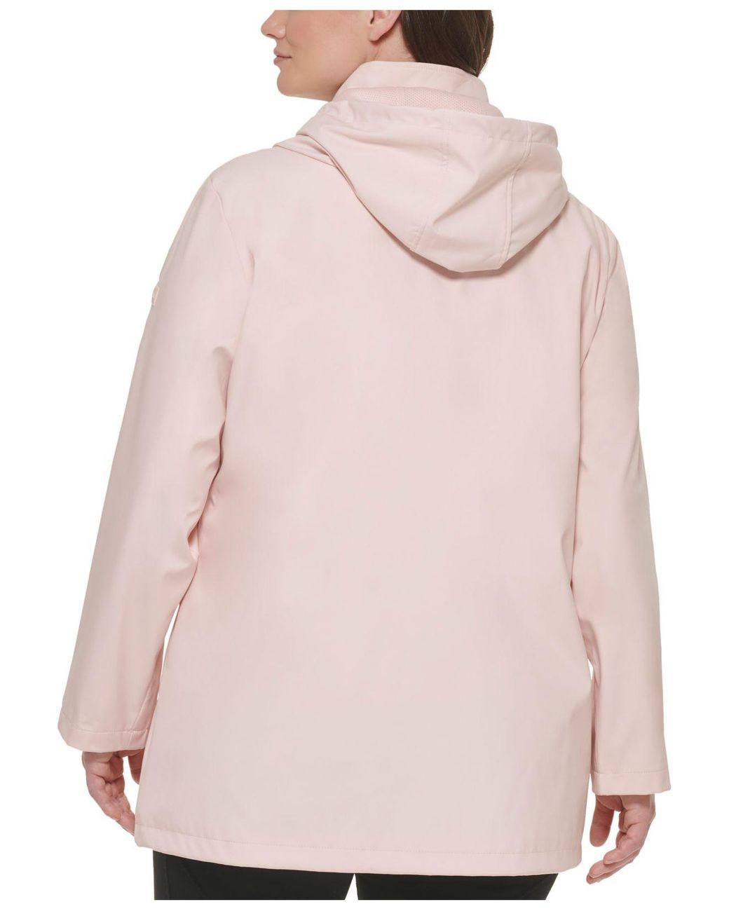 Calvin Klein Plus Size Softshell Hooded Raincoat in Pink | Lyst