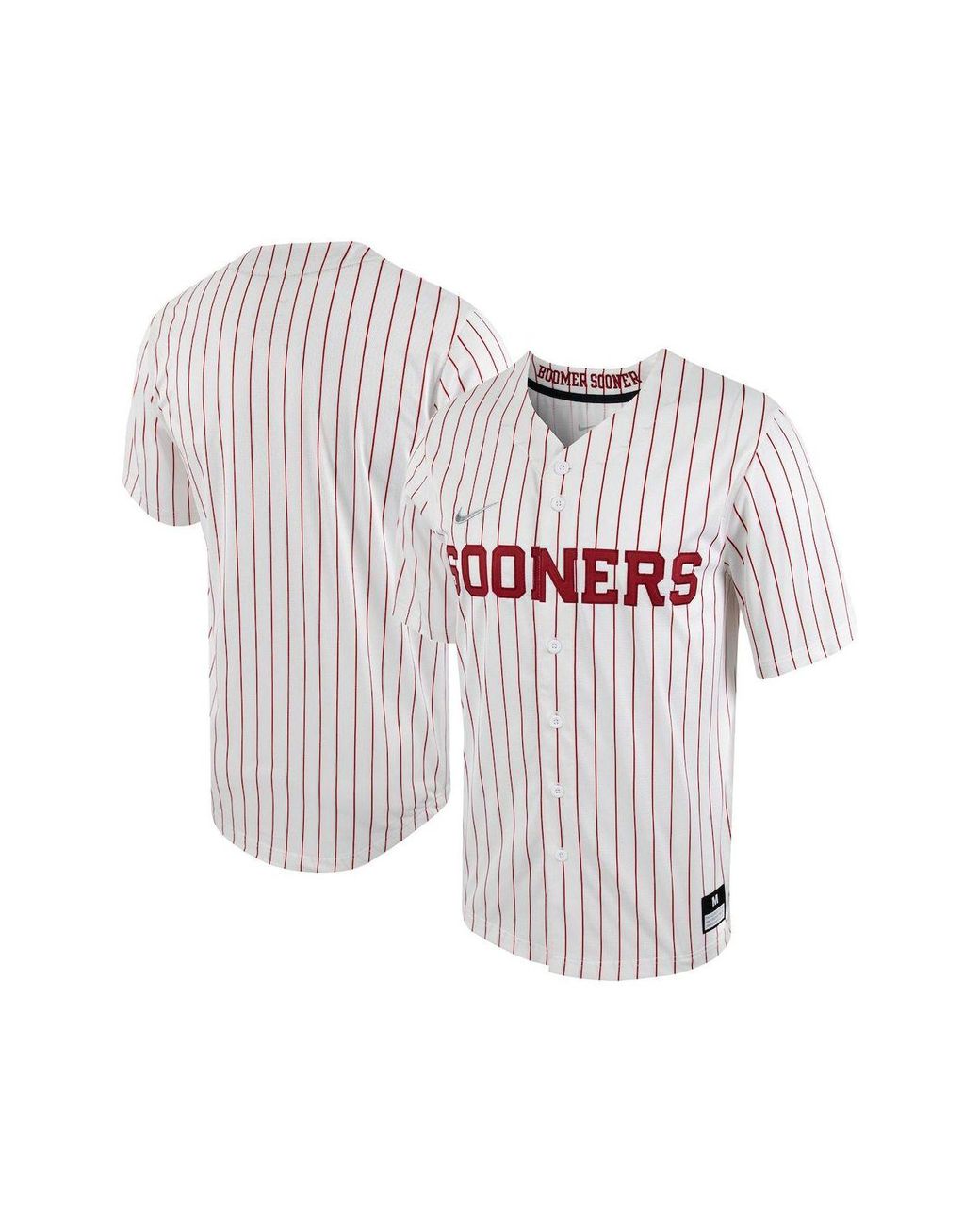 Nike White, Crimson Oklahoma Sooners Pinstripe Replica Fullbutton