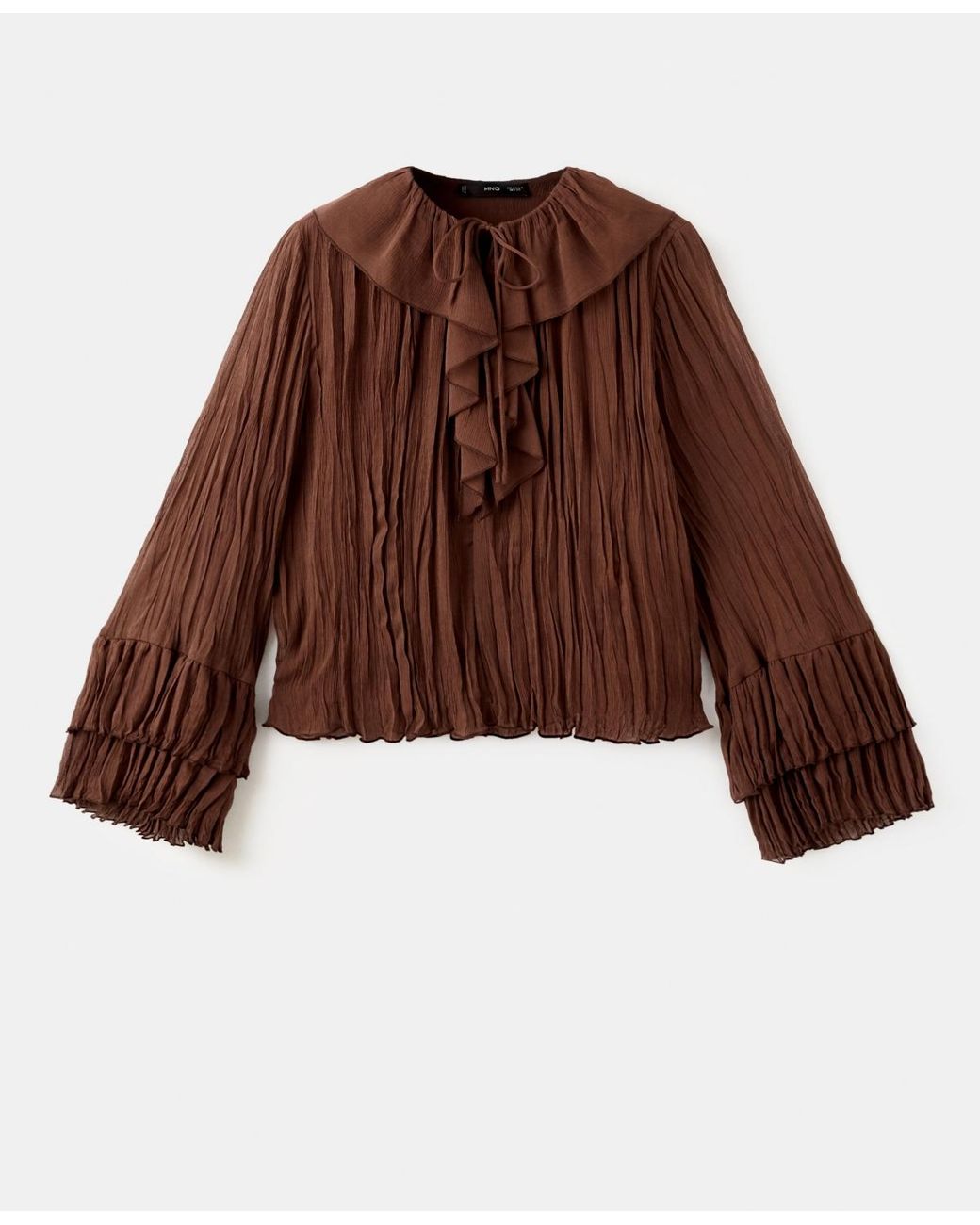 Mango Brown Ruffled Chiffon Blouse