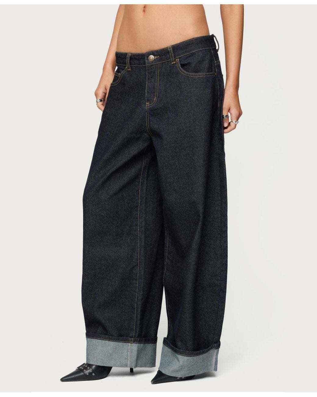 Edikted Blue Kella Low Rise baggy Jeans