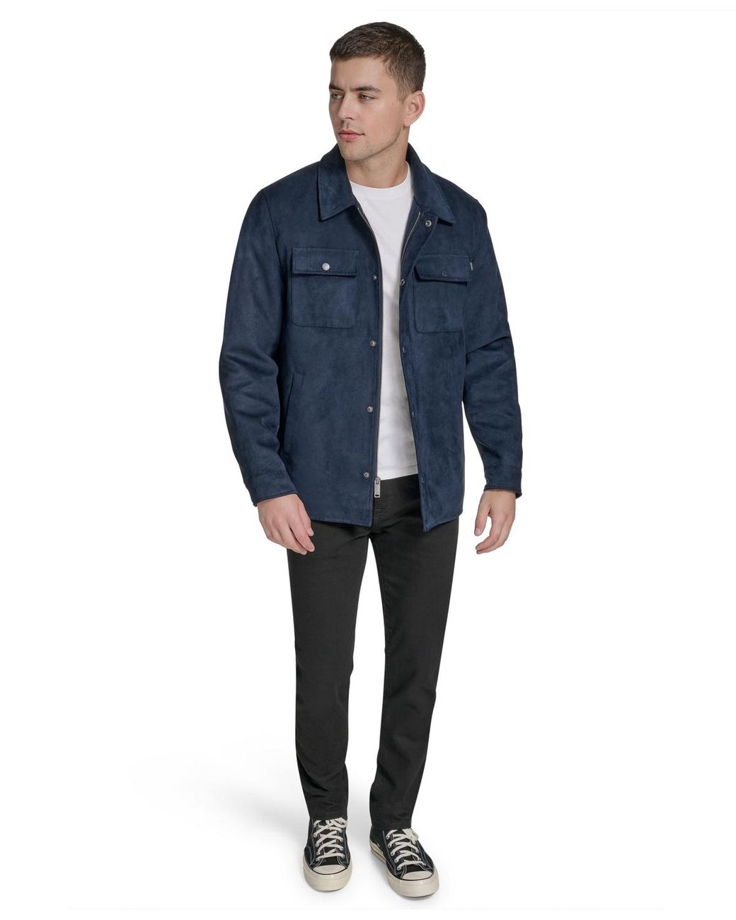 Dockers Blue Microsuede Shirt Jacket for men