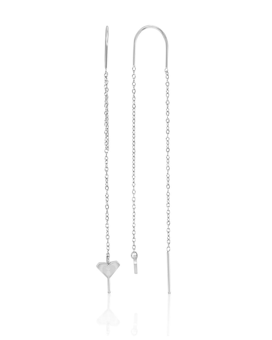 Roxy White Waterproof 65mm Triangular Heart Pineapple Threader Earrings
