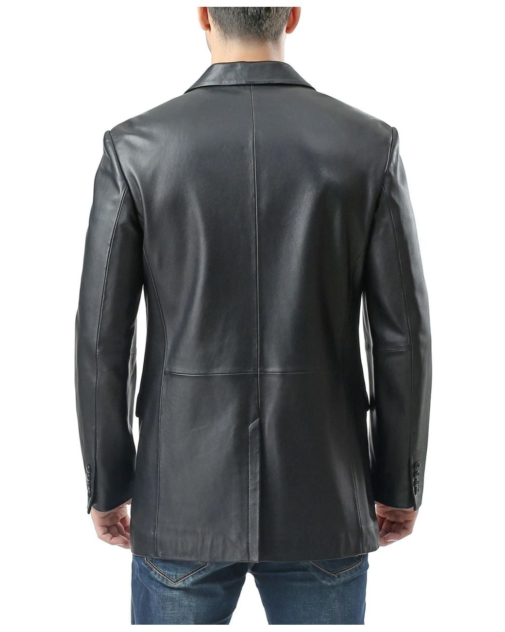 BGSD Black Men Nicholas One-button Leather Blazer for men