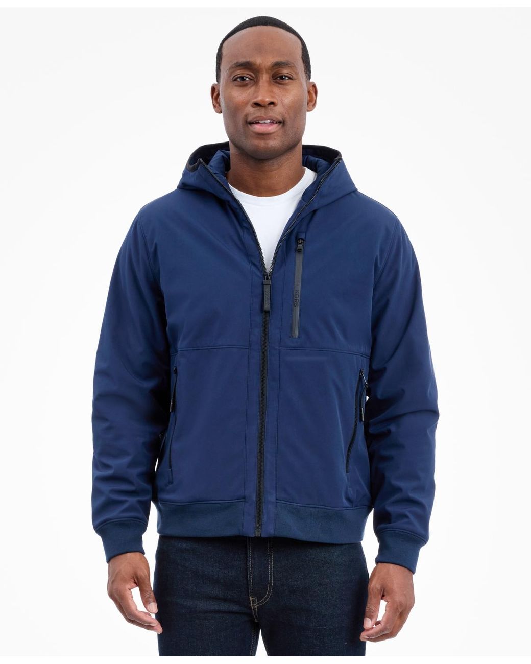 Michael Kors Blue Hooded Softshell Jacket for men