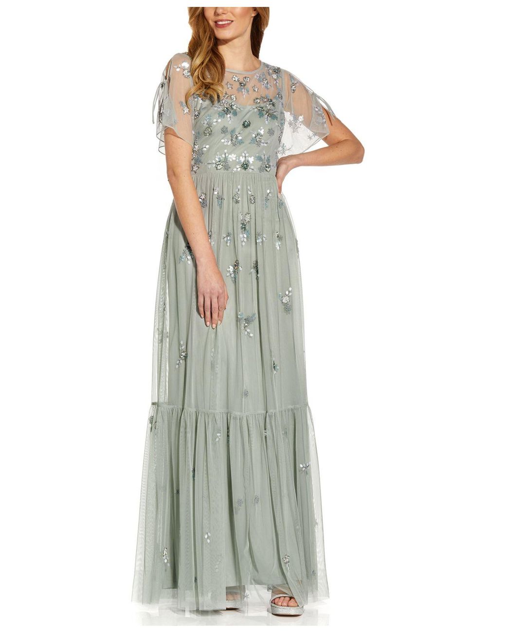 Adrianna Papell Boho Beaded Mesh Gown Lyst