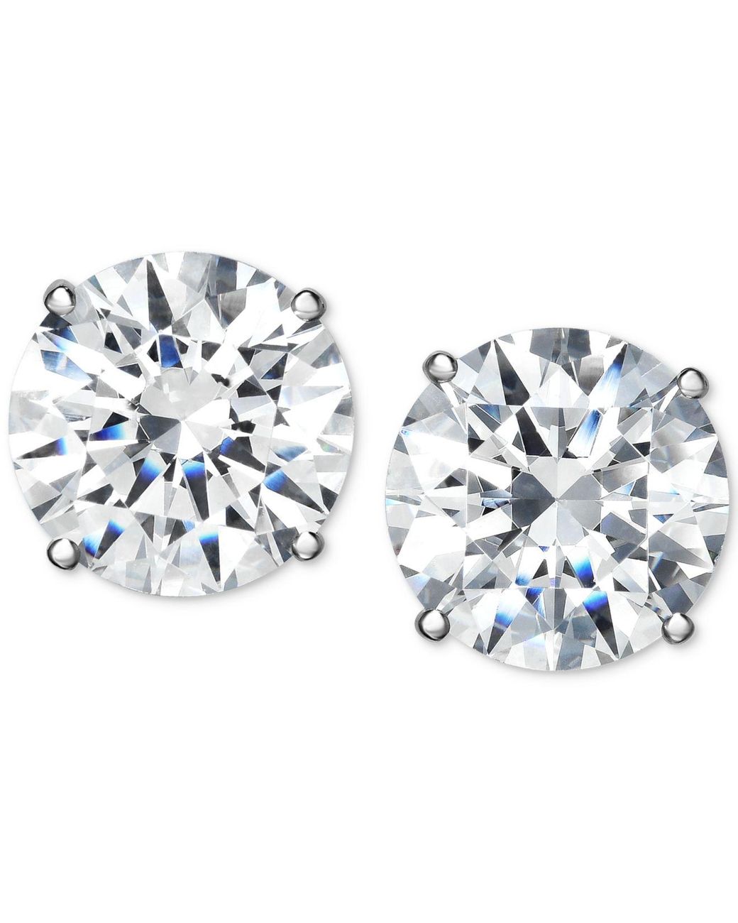 2mm - 7mm 14K Rose Gold Swarovski Cubic Zirconia Princess Cut Stud Earring Comfort Fit
