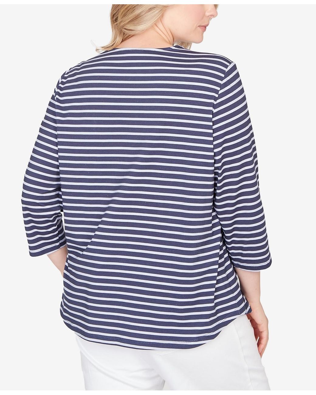 Ruby Rd Blue Top Ruby Rd. Plus Size Classic Marine Stripe Knit Top in Blue | Lyst